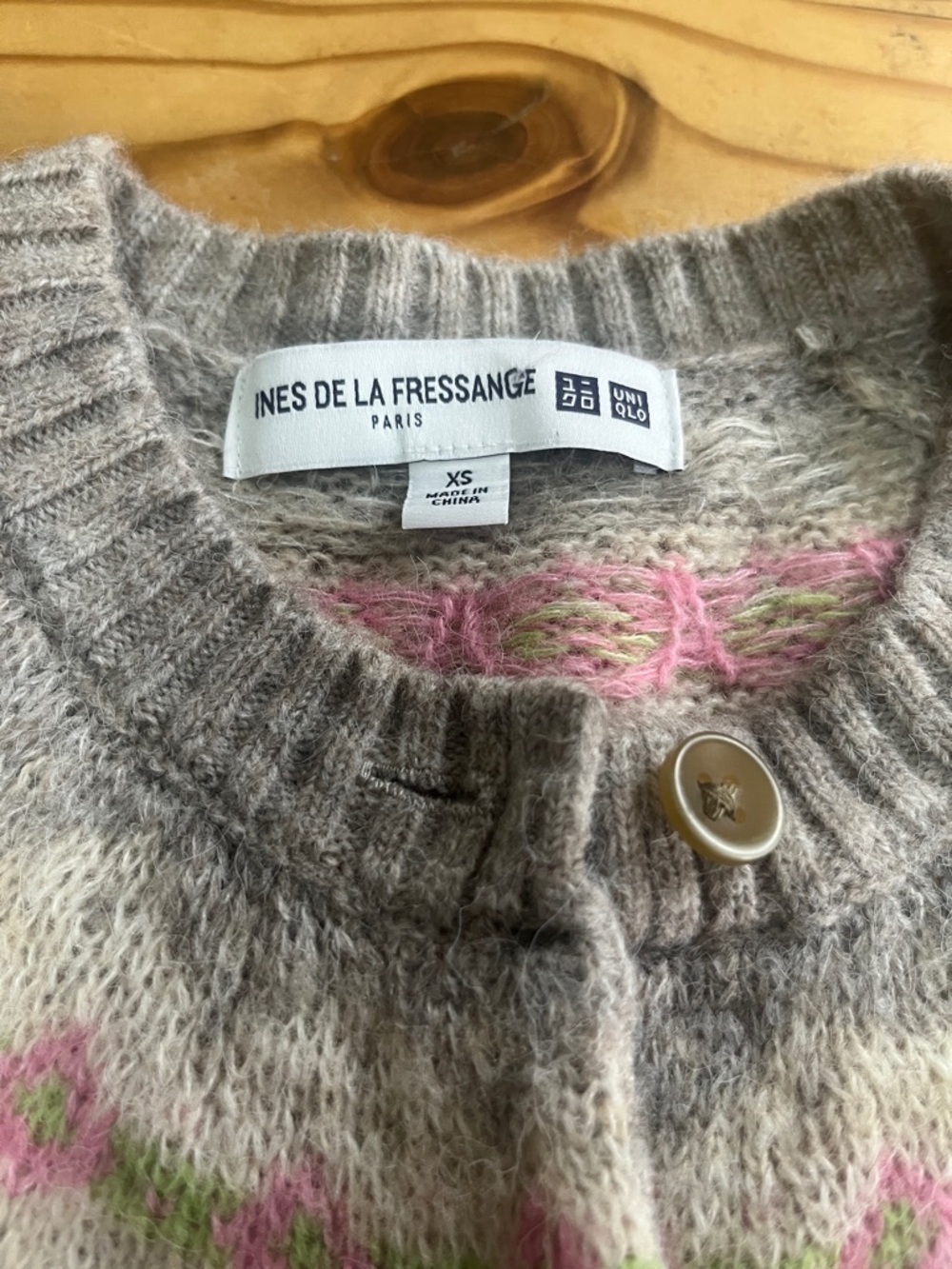 Ines de la Fressange Paris Gray Wool Cardigan Sweater - Picture 3 of 7